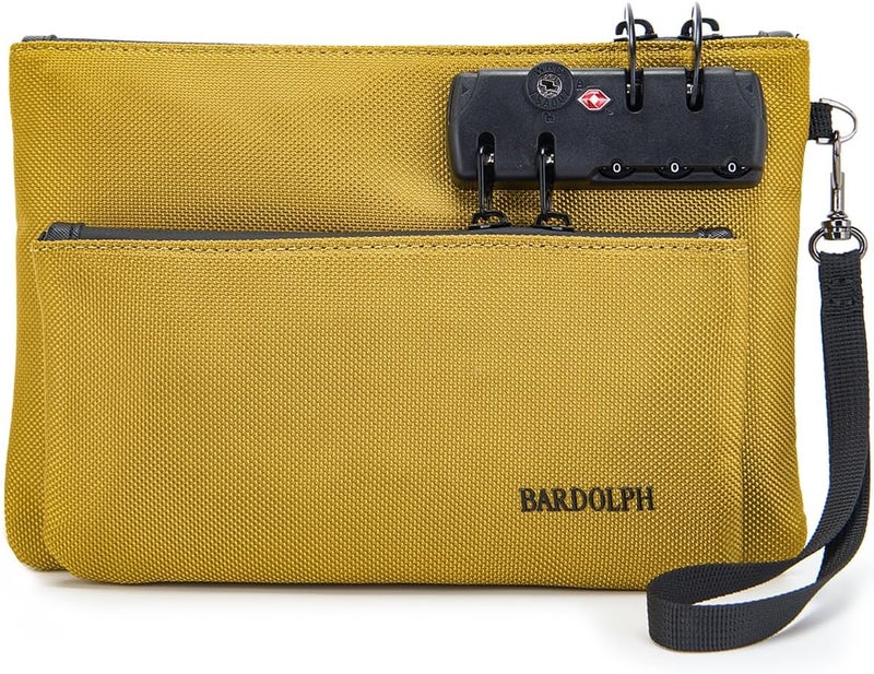BARDOLPH Money Bag with Lock, Double layer Men & Women's Locking Accessories Pouch, BankBag,CashBag with Lock and Zipper NotaryBag with Lock (Yellow) - Image 5